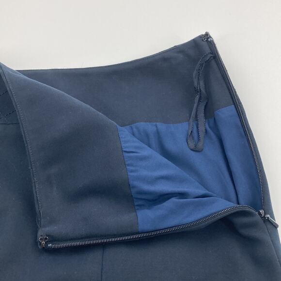 Worth Women's Navy Blue Gold Chain Cotton Pencil Skirt Size 4 - Picture 5 of 10